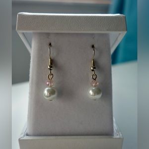 Handcrafted Light Pink Crystal Bead Earrings